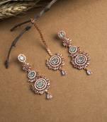 Rose gold-plated radiant royale ad-cz earrings-maangtikka set