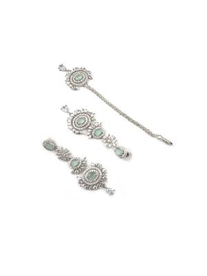 Silver-plated radiant royale ad-cz earrings-maangtikka set 5