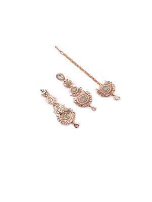 Rose gold-plated radiant royale ad-cz earrings-maangtikka set 5