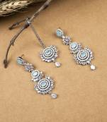 Silver-plated radiant royale ad-cz earrings-maangtikka set