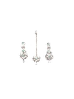 Silver-plated radiant royale ad-cz earrings-maangtikka set 4