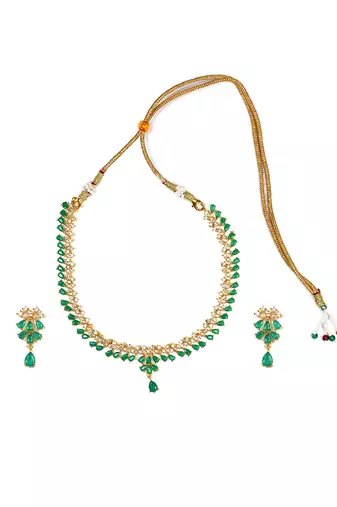 Trivami green ad stone necklace set