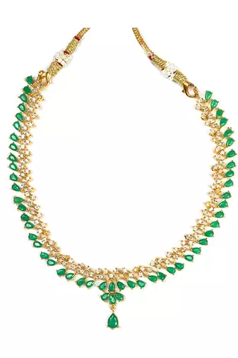 Trivami green ad stone necklace set