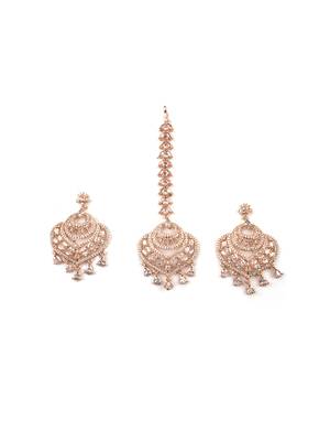 Celestial spark rose gold-plated earrings-maangtikka set 4