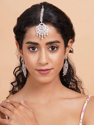 Celestial spark silver-plated earrings-maangtikka set 2