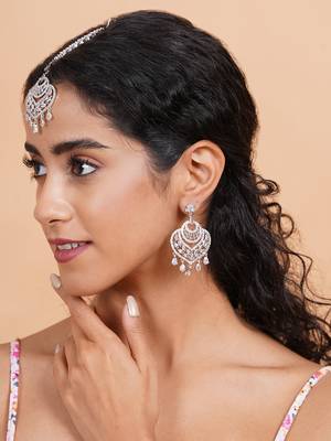 Celestial spark silver-plated earrings-maangtikka set 3
