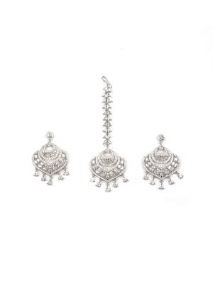 Celestial spark silver-plated earrings-maangtikka set 4