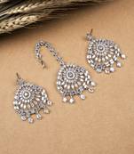 Aurora luxe silver-plated cz-ad earrings-maangtikka set for weddings