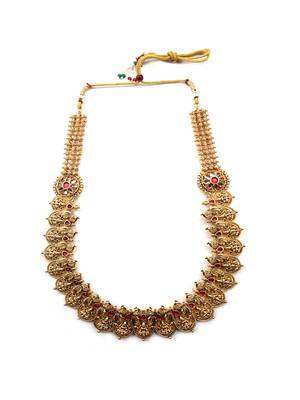 Temple style red kemp studded long coin haram set 3