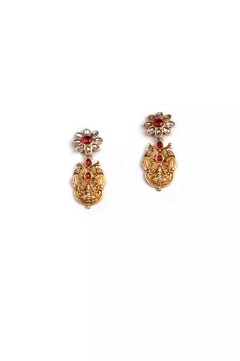 Temple style red kemp studded long coin haram set
