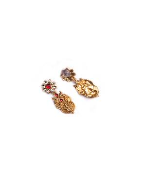 Temple style red kemp studded long coin haram set 5