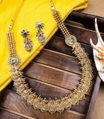 Temple style red green kemp studded long coin haram set