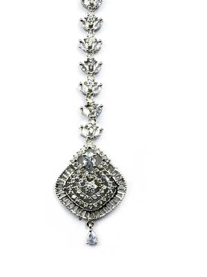 Stylish silver plated ad leaf mangtika for special occasions 3