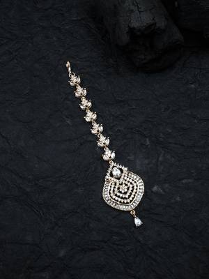 Stylish rose gold plated ad leaf mangtika for special occasions 1