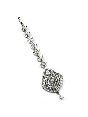 Stylish silver plated ad leaf mangtika for special occasions 4