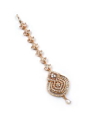 Stylish rose gold plated ad leaf mangtika for special occasions 4