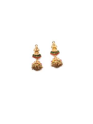 Glossy gold finish double line jewellery set 4