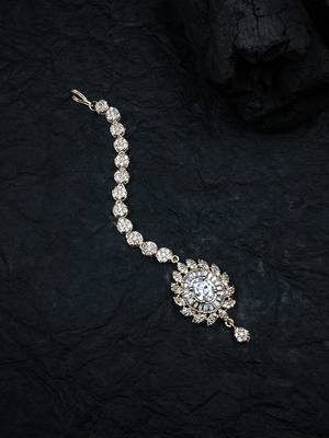 Luxurious rose gold plated flower mangtika for special occasions 1