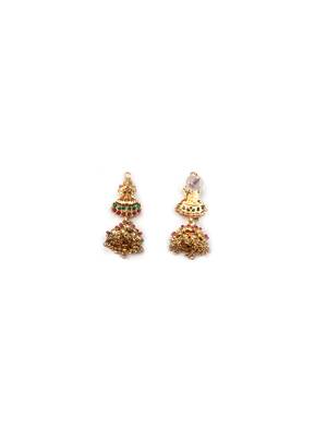 Glossy gold finish double line jewellery set 5
