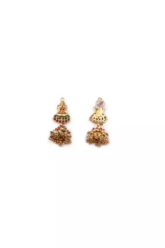 Glossy gold finish double line jewellery set