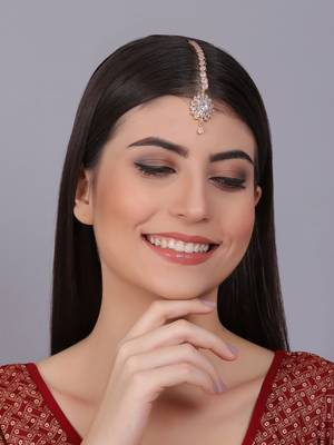 Luxurious rose gold plated flower mangtika for special occasions 2