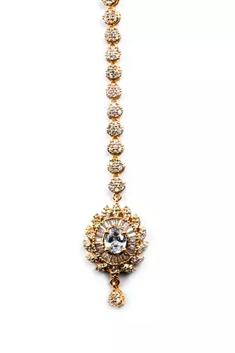 Luxurious rose gold plated flower mangtika for special occasions