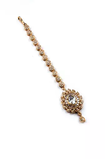 Luxurious rose gold plated flower mangtika for special occasions