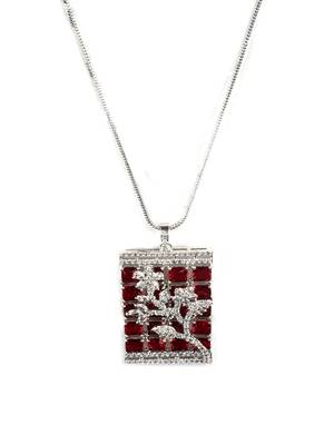 Silver plated square ad pendant set with earrings 3