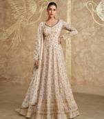 top trending white floor touch georgette anarkali suit for women
