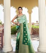 Green Woven Gold Zari Banarasi Soft Georgette Saree