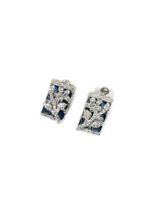 Silver plated square blue ad pendant set with earrings 5