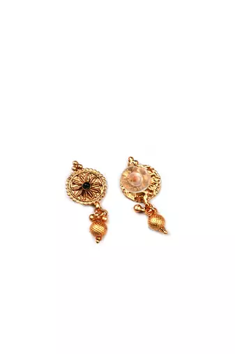 Designer gold plated rajwadi mangalsutra and green adjustable ring combo set