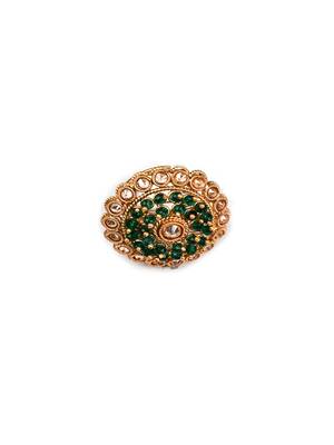 Designer gold plated rajwadi mangalsutra and green adjustable ring combo set 5