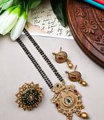 Gold plated rajwadi mangalsutra and ring combo set