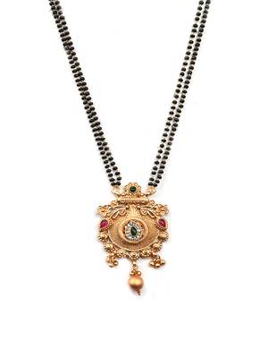 Gold plated rajwadi mangalsutra and ring combo set 2