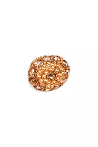 Gold plated ruby green square rajwadi mangalsutra and ring combo set