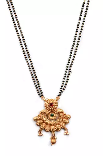 Stylish gold plated rajwadi mangalsutra and ring combo set