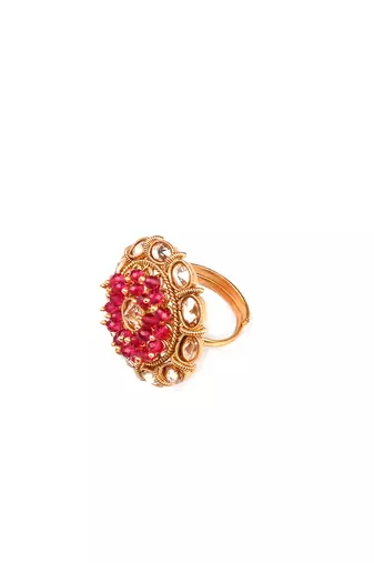 Stylish gold plated rajwadi mangalsutra and ring combo set