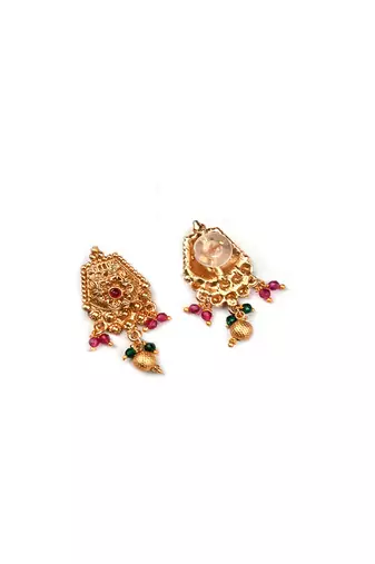 Luxurious gold plated rajwadi mangalsutra with multicolor hydra beads and ring combo set