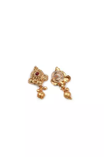 Gold plated rajwadi mangalsutra and red hydra adjustable ring combo set