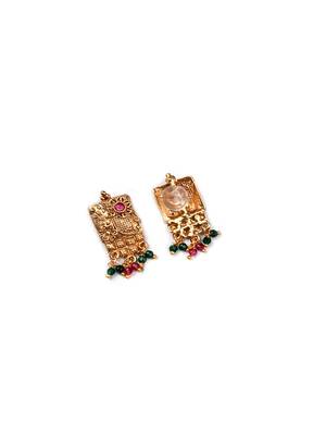 Designer gold plated square rajwadi mangalsutra and ring combo set 3