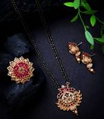 Luxurious gold plated rajwadi mangalsutra and ring combo set