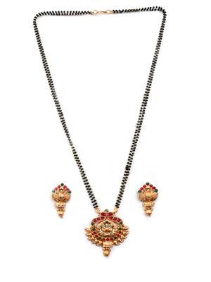 Luxurious gold plated rajwadi mangalsutra and ring combo set 2