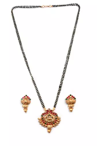 Luxurious gold plated rajwadi mangalsutra and ring combo set