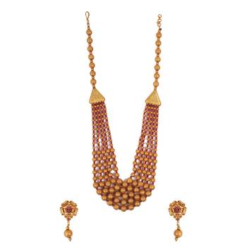 Gold plated multicolor brass multilayer mala set 2