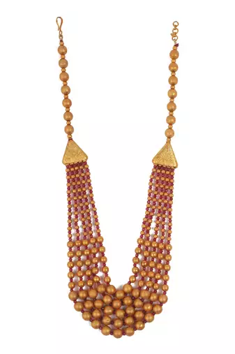 Gold plated multicolor brass multilayer mala set