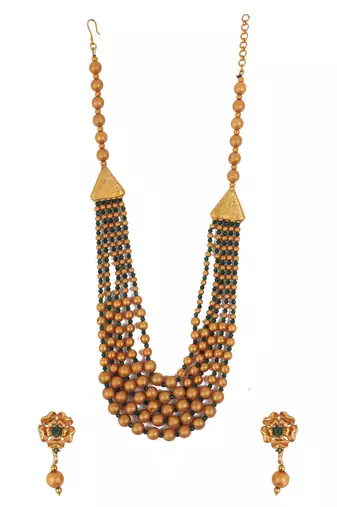 Gold plated green brass multilayer mala set