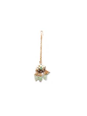 Gold plated light green meenakari kundan necklace set 5
