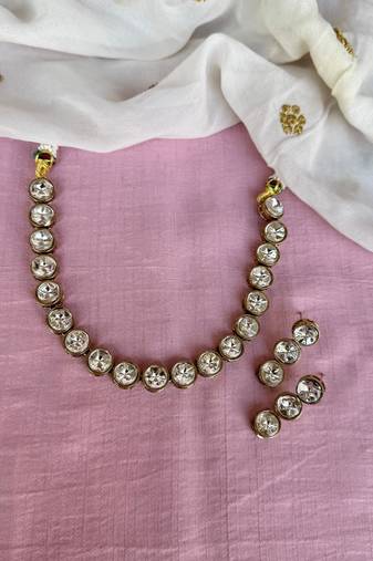 Polki necklace set traditional-necklace combo jewelry set