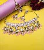 Gold plated blush meenakari kundan necklace set